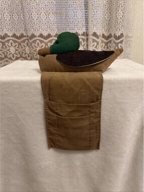 Vintage Mallard Duck Corduroy Armchair Caddy Remote Control Holder 1980s Decor